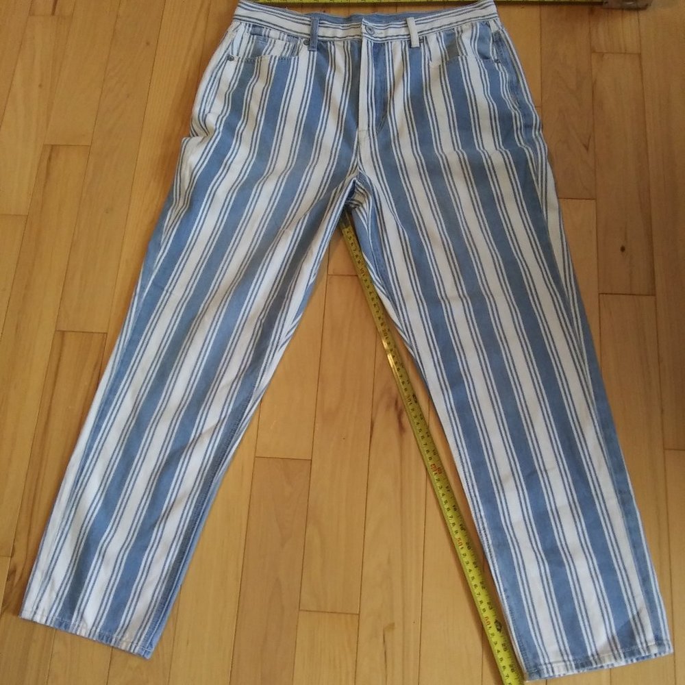 NWOT American Eagle Blue and white striped jeans size 12